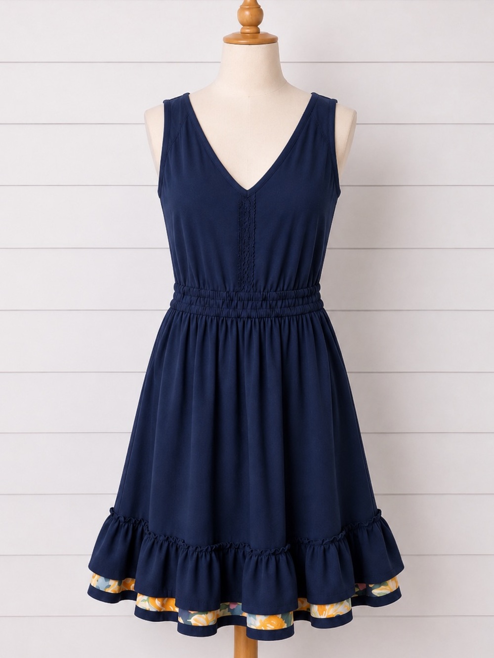 Matilda Jane Navy Ruffle Hem Sleeveless Dress Size S Boho Cottagecore